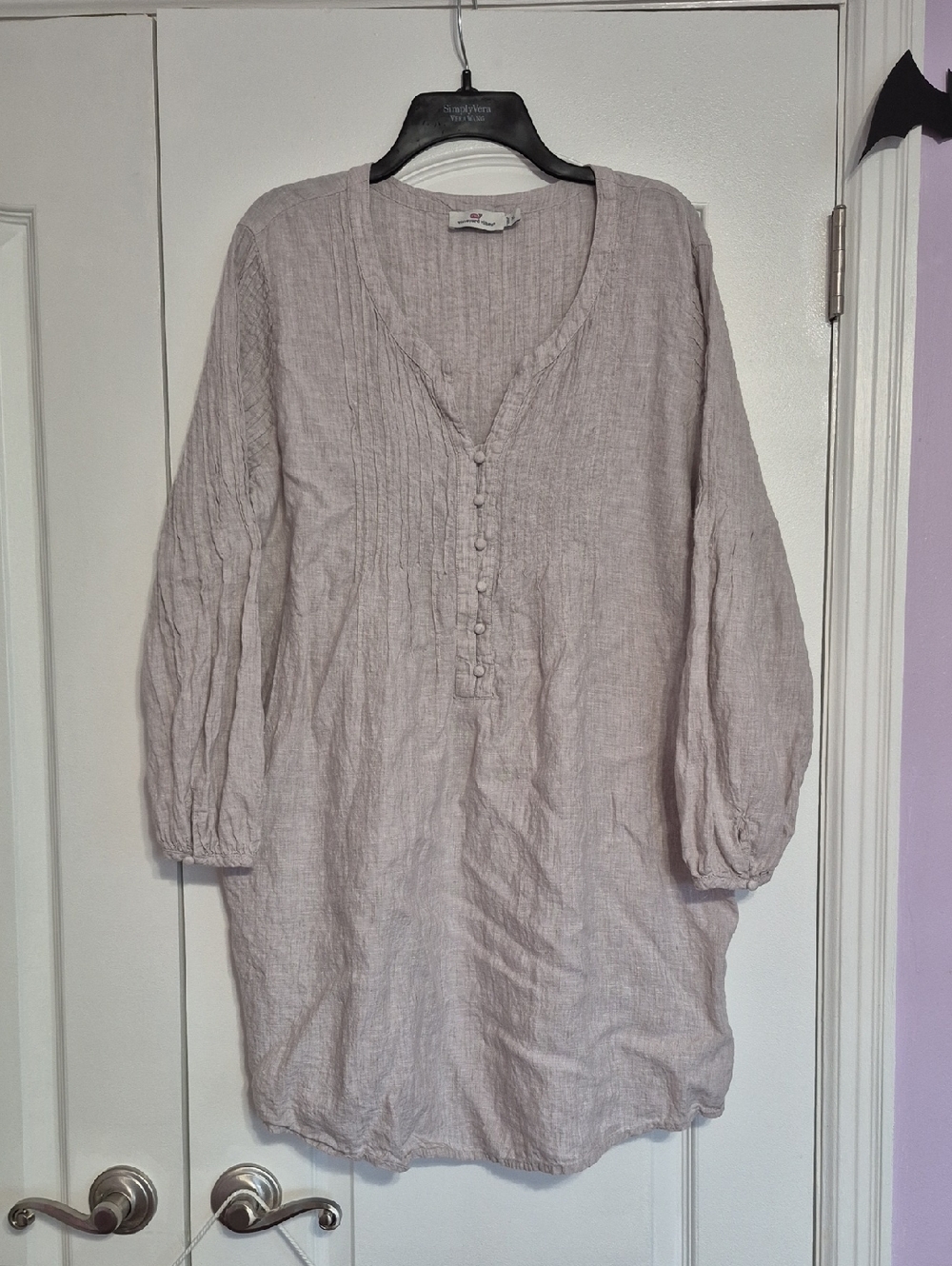 VINEYARD VINES Light Mauve Linen Tunic